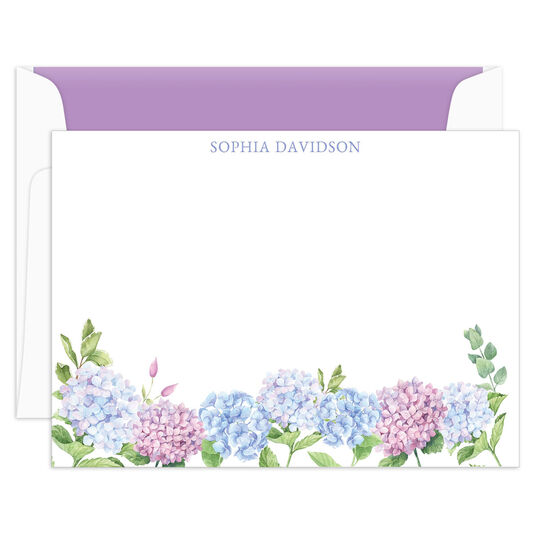 Hydrangea Border Flat Note Cards